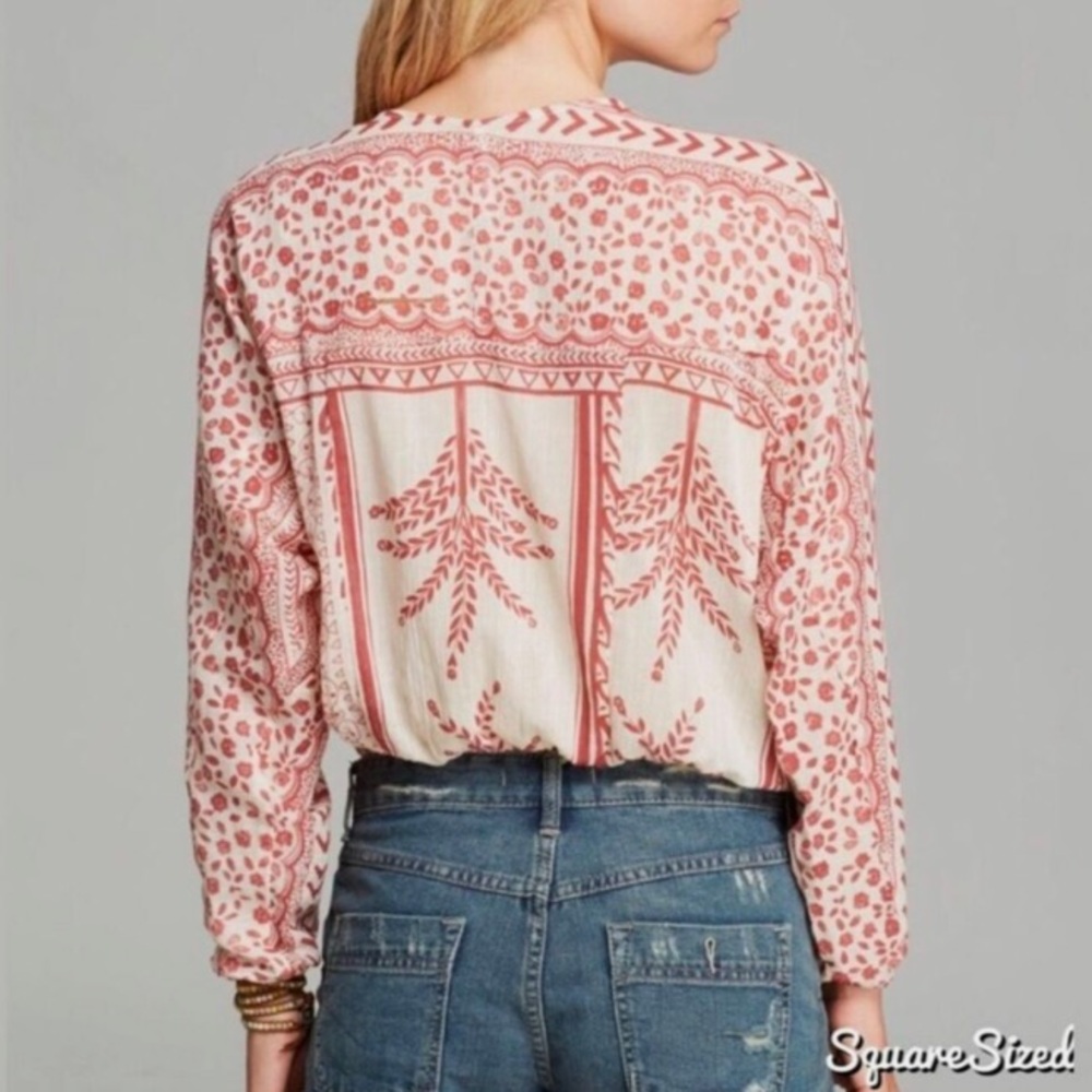 Free People Yo Yo Geo Peasant sheer blouse. So pretty, feminine and fun. - Picture 2 of 13